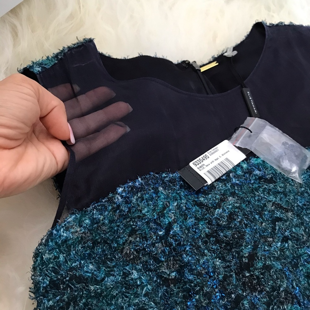ELIE TAHARI ANABELLE EMBELLISHED FEATHER DRESS - Picture 7 of 8